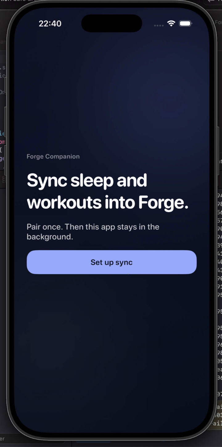 Forge iPhone companion sync flow